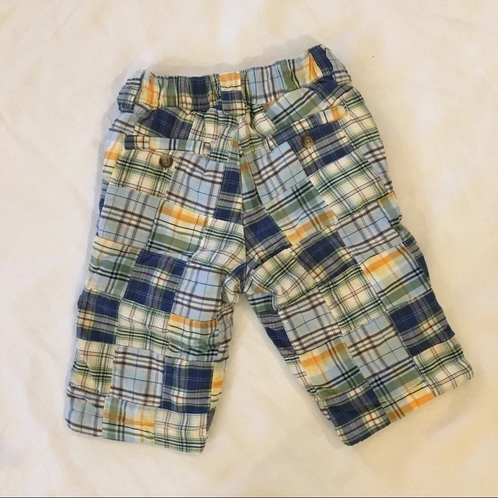 NWT-GAP Boys Plaid Patchwork Shorts Size 6-12 Months